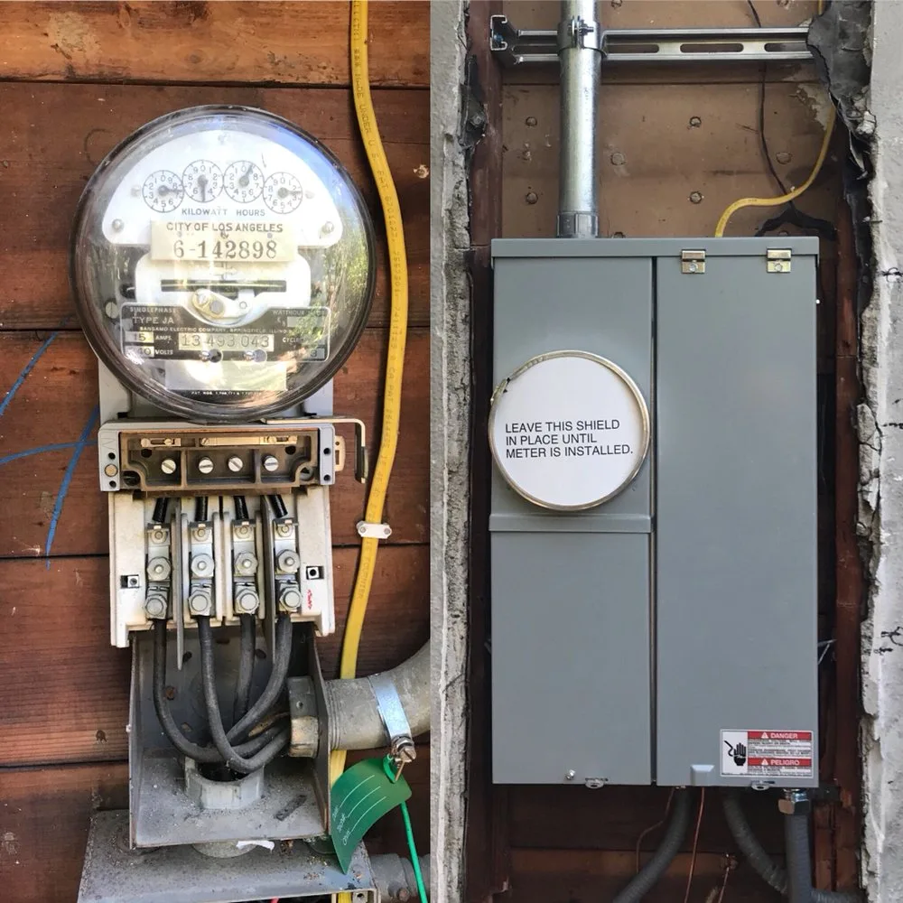 Electrical meter and service panel installation